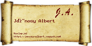 Jánosy Albert névjegykártya